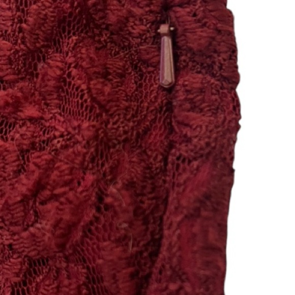 Laundry by Shelli Segal Ruched Lace Burgundy Long Sleeve Knee Length Size 12 - Picture 8 of 14